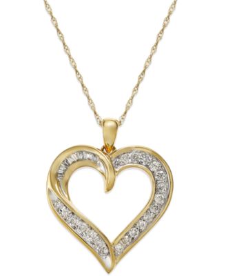 diamond heart necklace 14k gold