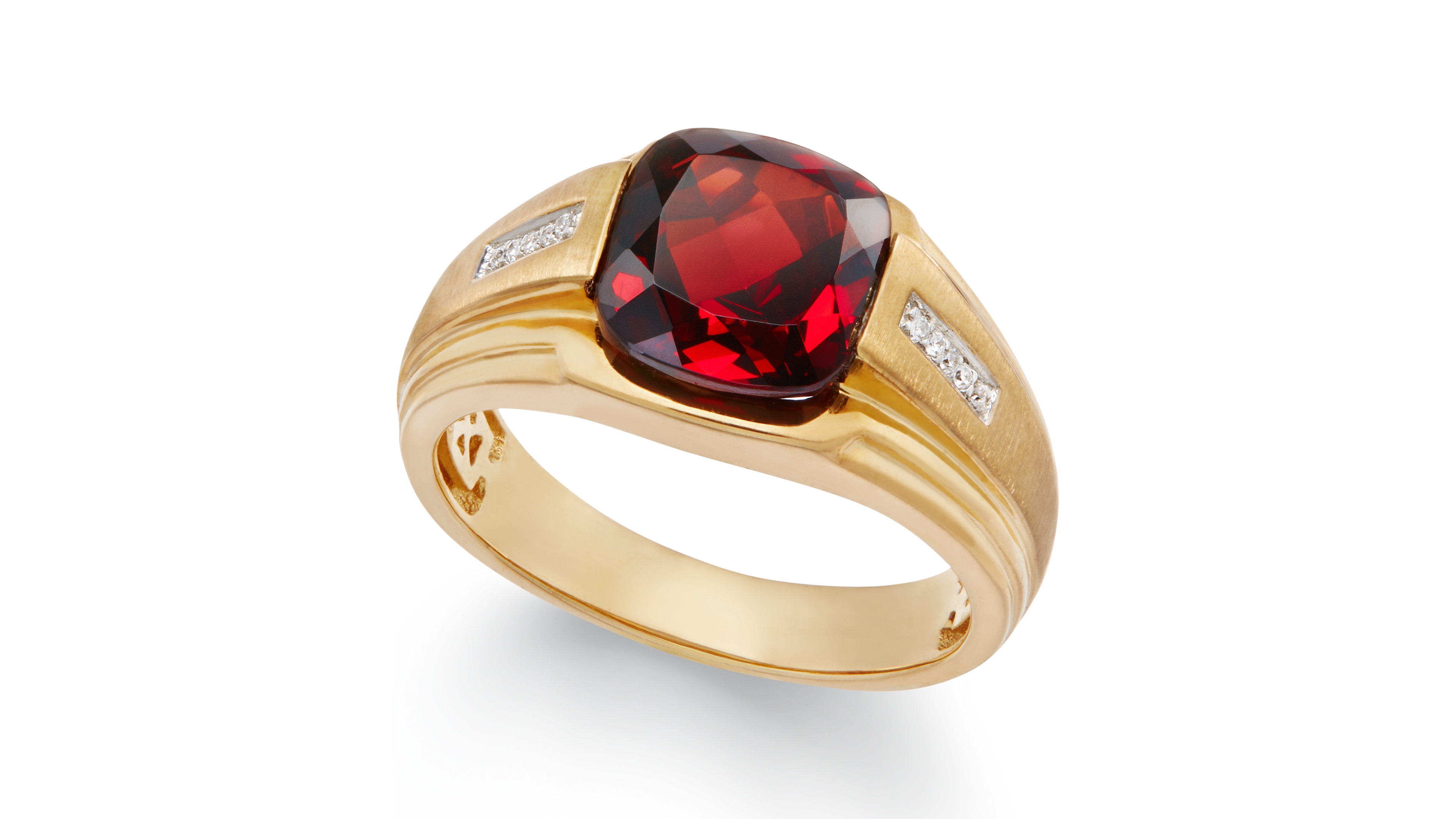 Men's Garnet (5 ct. t.w.) and Diamond Accent Ring in 10k Gold