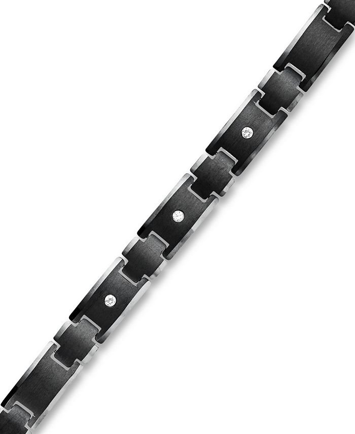Macy's - Diamond Accent Link Bracelet in Black Tungsten