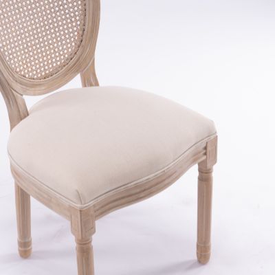 Single Piece Fabric Antique French Style Dining Chairs Set
