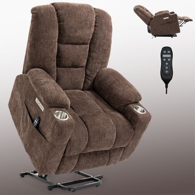 Single Piece Fabric with Heat and USB Ports -  Massage Recliner