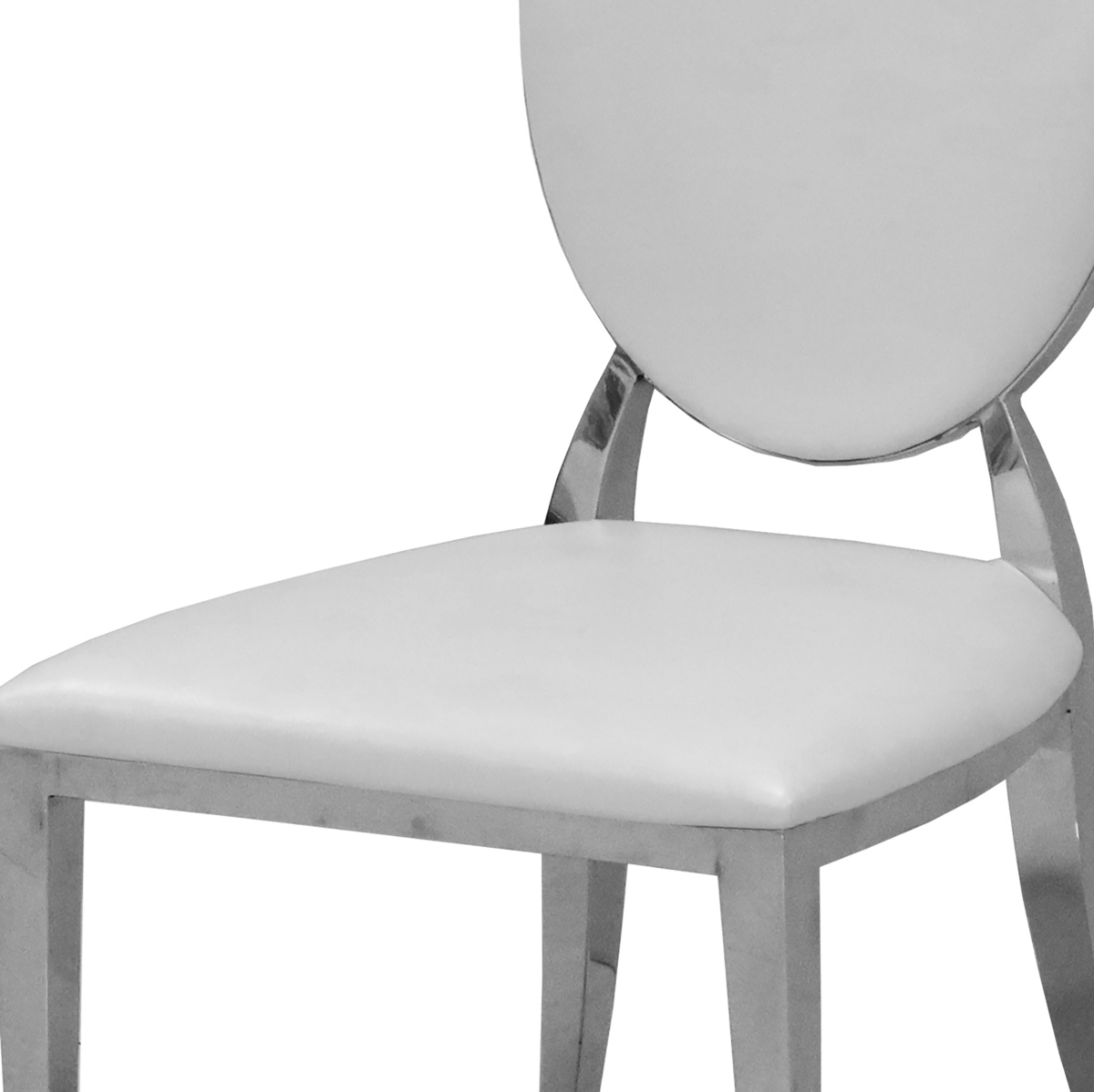 Streamdale Furniture Leatherette Dining Chair Set Of 2, Oval Backrest Design And Stainless Steel Legs