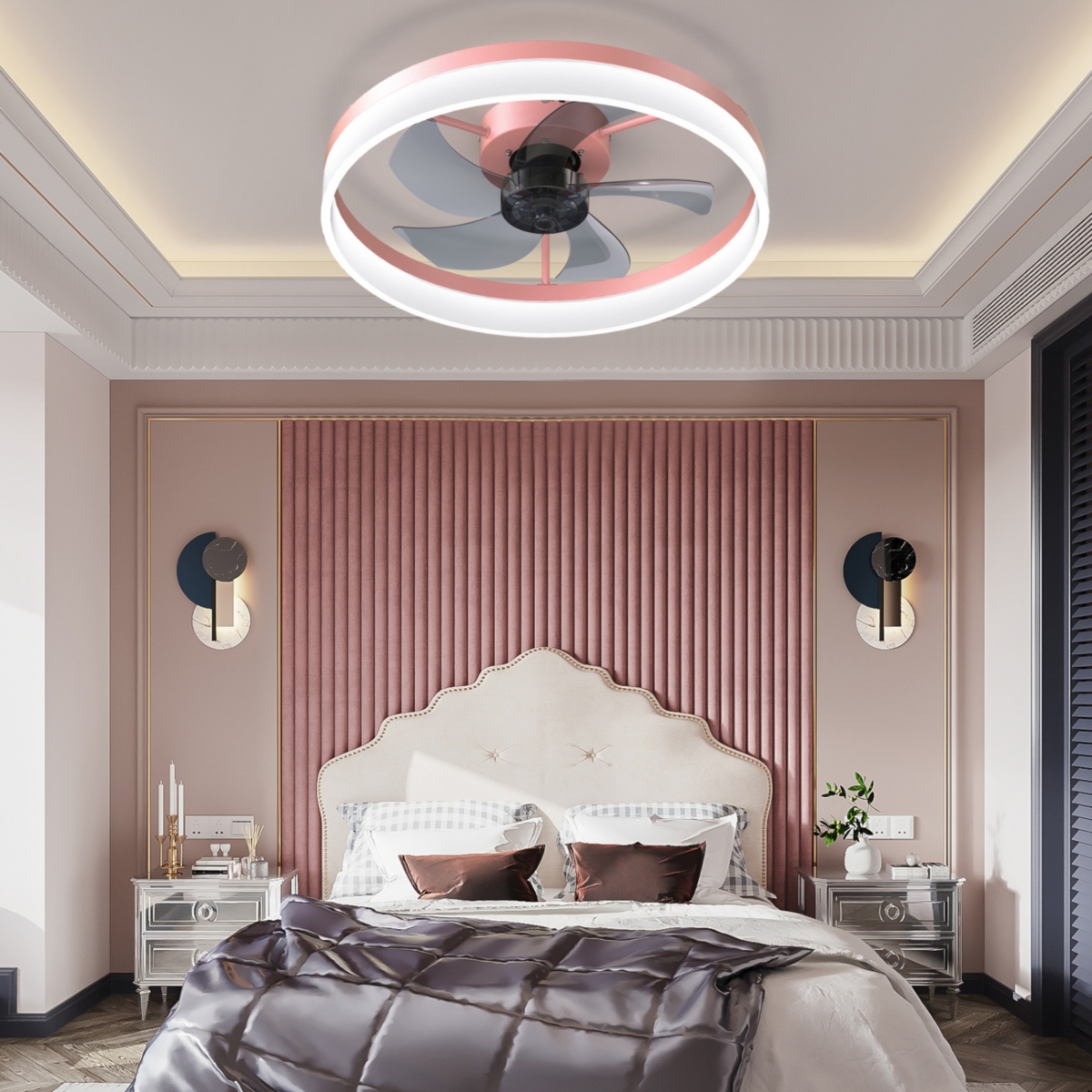 Streamdale Thin Pink Dimmable Led Ceiling Fans