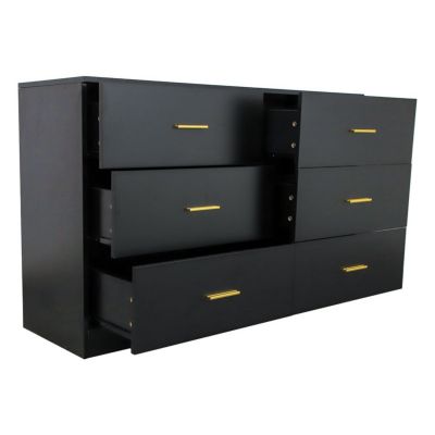 Streamdale Modern Black 6-Drawer Dresser, Amplified Storage