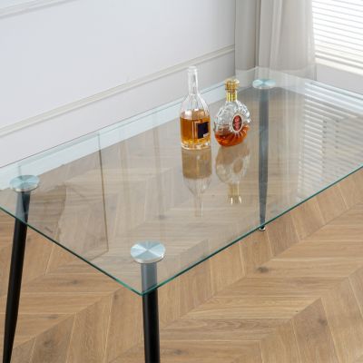 Streamdale Glass Dining Table with Metal Legs