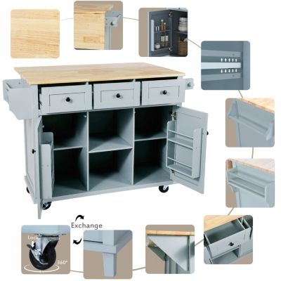 Multifunctional Storage and Wheels Kitchen Cart