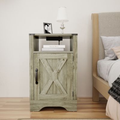 Wood Rustic Farmhouse Charging End Table