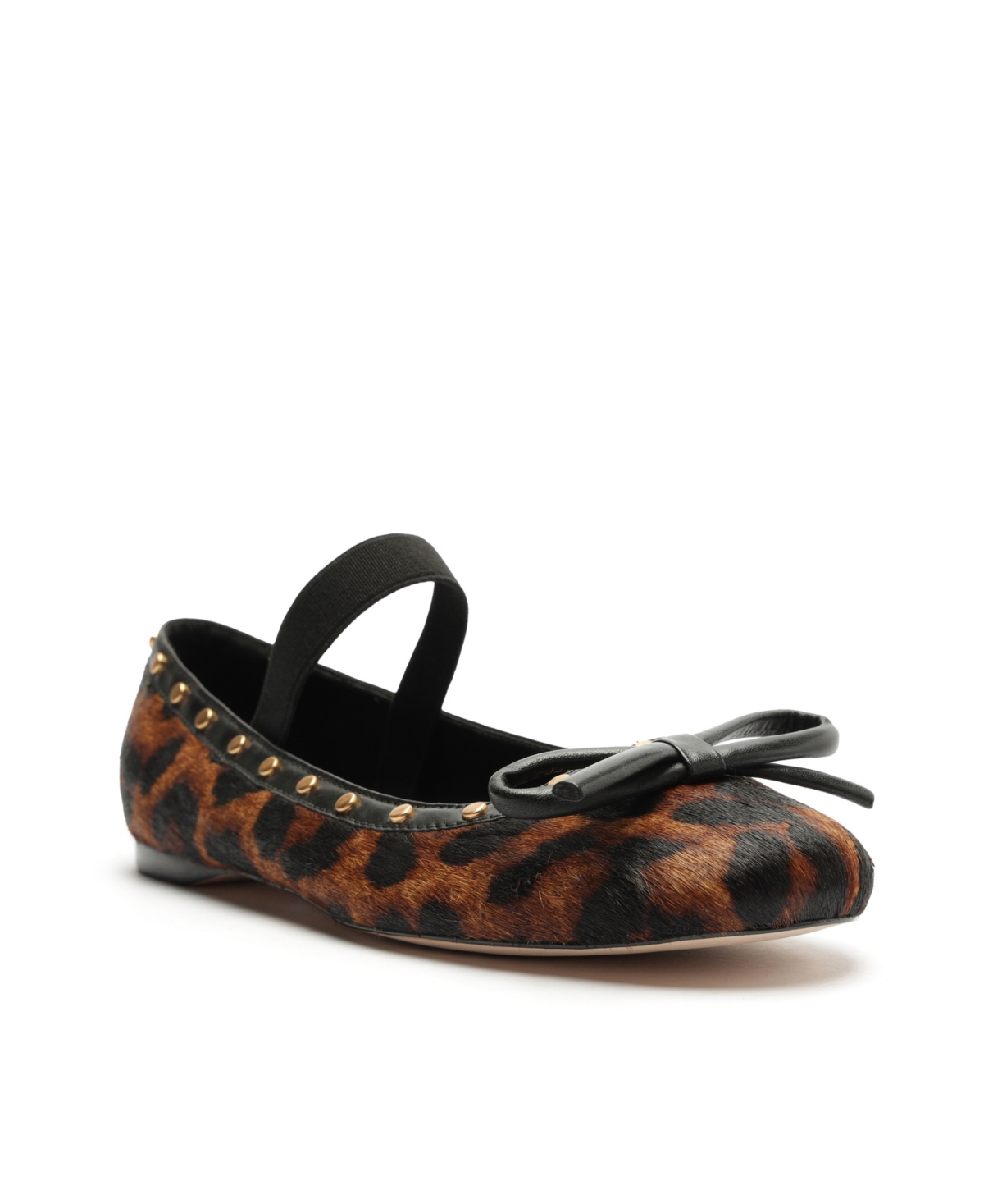 Arezzo Fechado Salto Rasteiro Womens Bow Calf Hair Ballet Flats In Animal Print