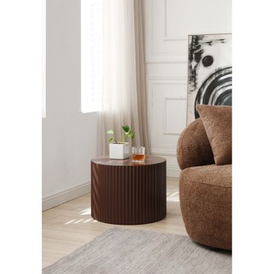 2-Piece Brown MDF Nesting Table Set