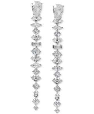 Eliot Danori - Silver-Tone Mixed Cubic Zirconia Linear Drop Earrings