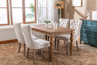 Modern, High-end Tufted Solid Wood Contemporary Velvet Upholstered Dining Chair with Wood Legs Nailhead Trim 2-Pcs Set