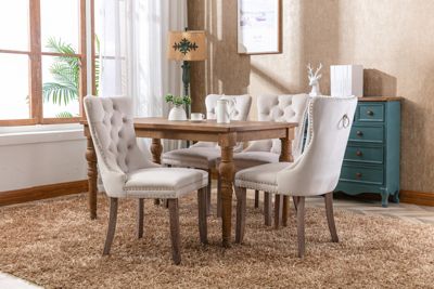 Modern, High-end Tufted Solid Wood Contemporary Velvet Upholstered Dining Chair with Wood Legs Nailhead Trim 2-Pcs Set