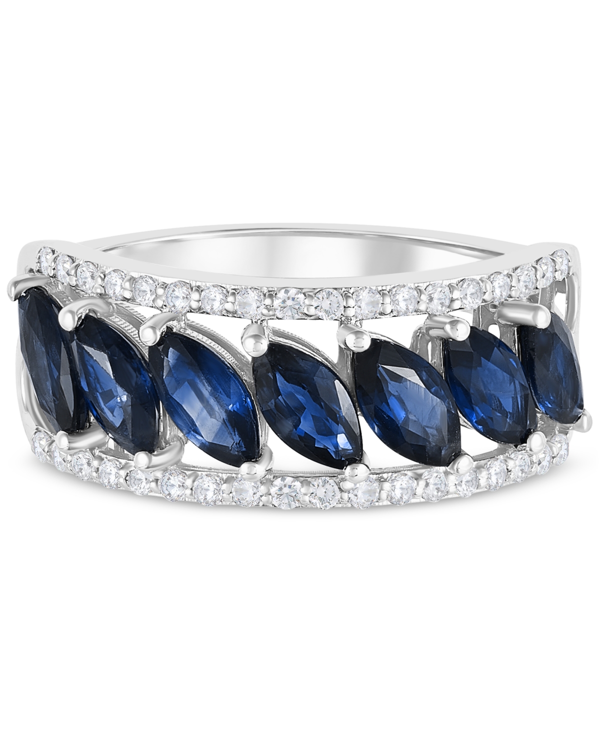 Kanchan(2-3/8 ct. t.w.) & Diamond (1/4 ct. t.w.) in 10k White Gold - Sapphire
