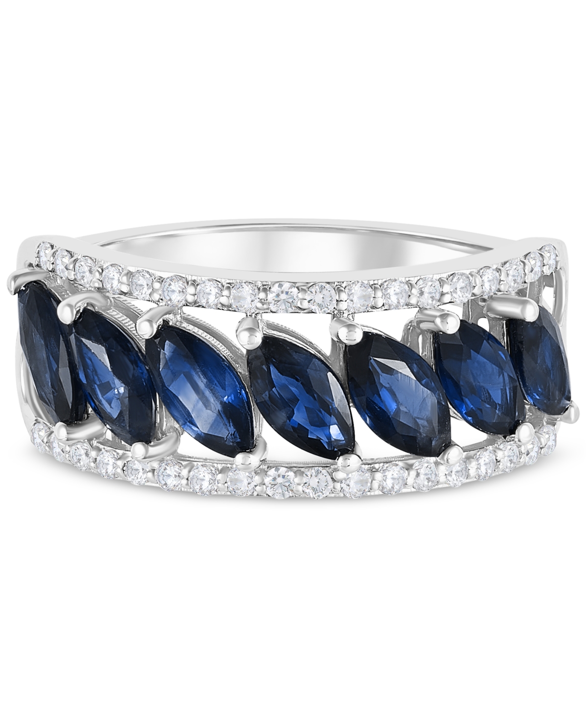 Shop Macy's Kanchan Sapphire (2-3/8 Ct. T.w.) & Diamond (1/4 Ct. T.w.) In 10k White Gold