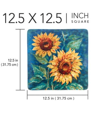 Golden Sunflowers Square Platter