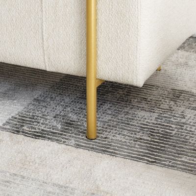 Streamdale Beige Linen Storage Bench with Iron Legs