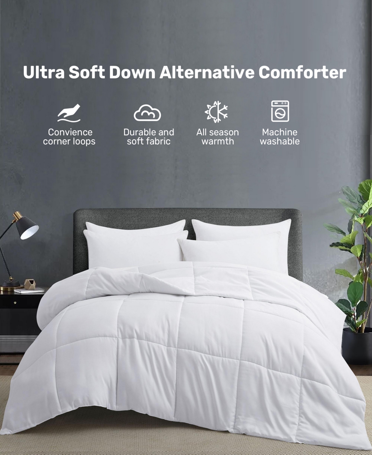 Unikome All Season Down Alternative Comforter, Queen In White