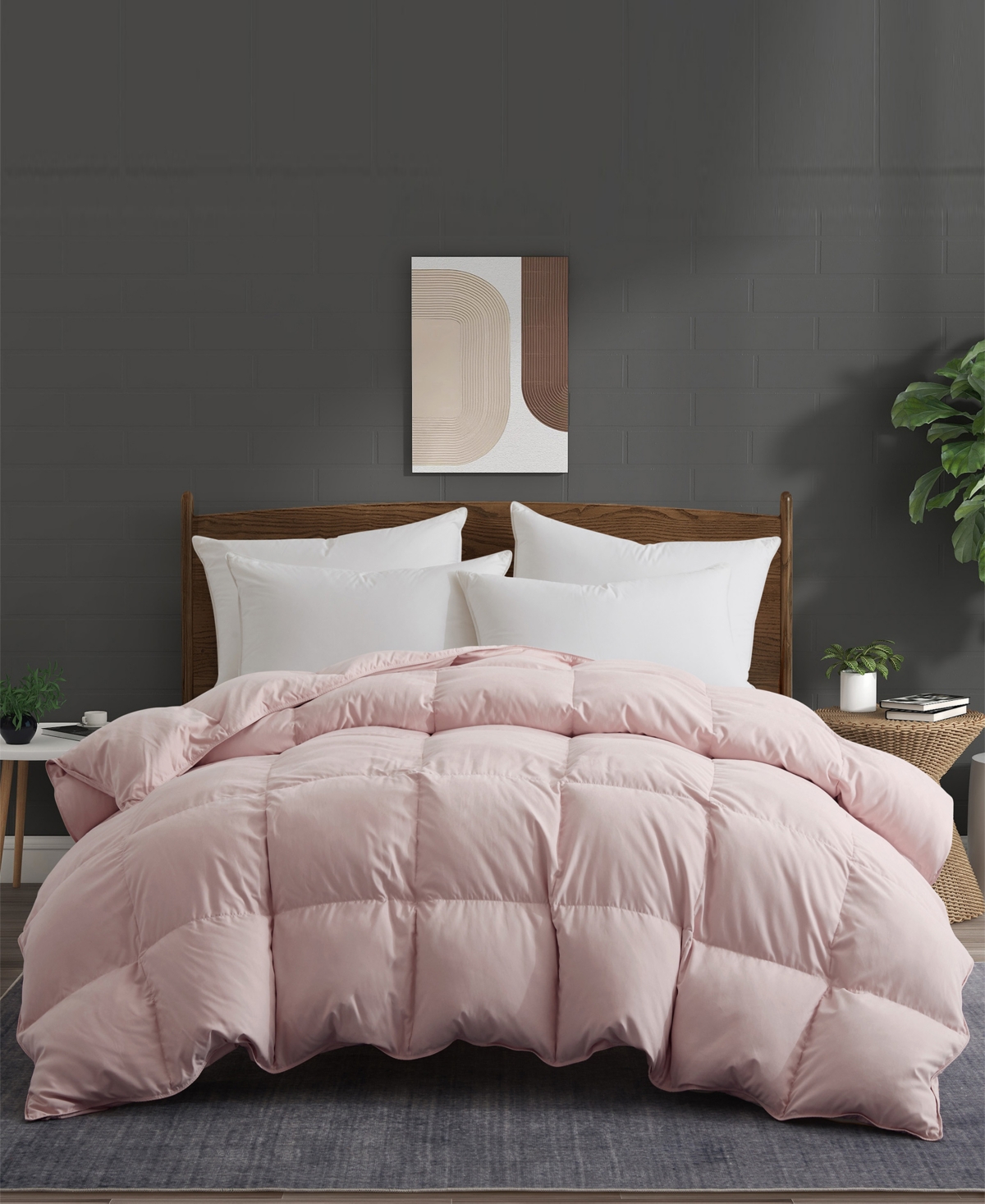 Unikome 360 Thread Count All Season Goose Down Feather Comforter, Full/queen In Pink