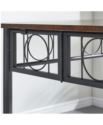 Folding Dining Table with Wheels, Storage, and Drawers