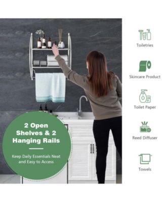 2-Tier Wall Mount Shower Organizer Towel Storage Rack