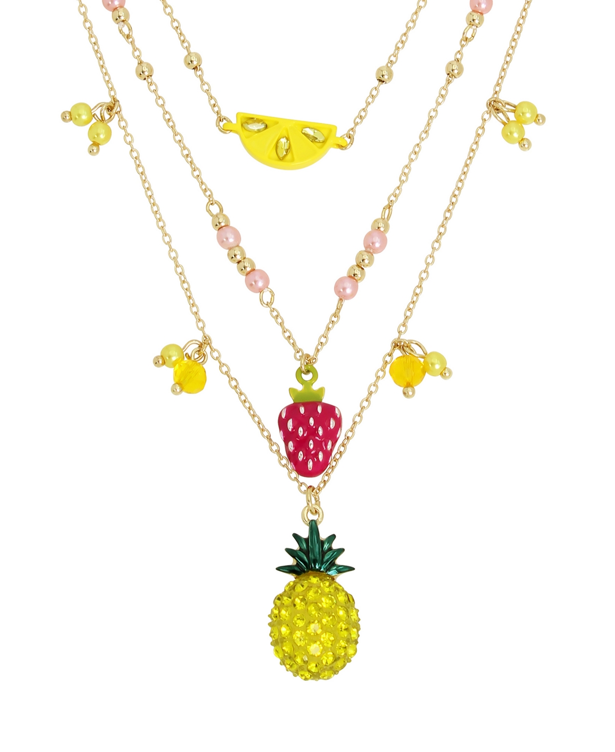 Shop Betsey Johnson Faux Stone Fruit Charm Layered Necklace In Multi