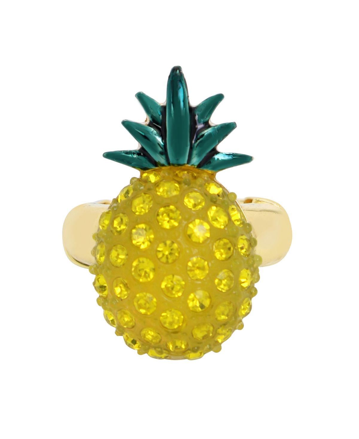 Shop Betsey Johnson Faux Stone Pineapple Cocktail Stretch Ring In Yellow