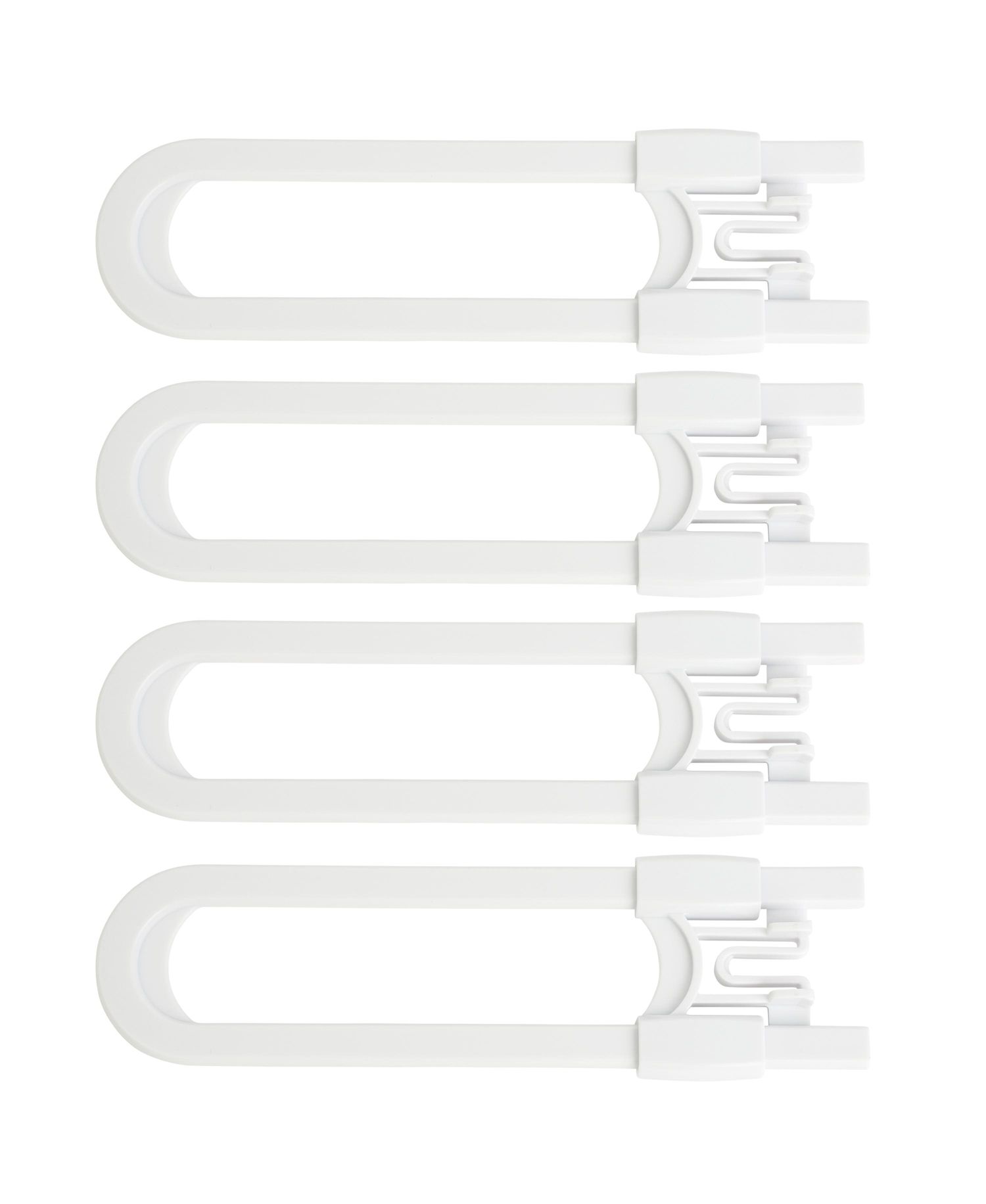 Toddler Sliding Cabinet Locks, U Shape, for Knobs, Handles, Doors - Baby Safety Set - 4 Pack