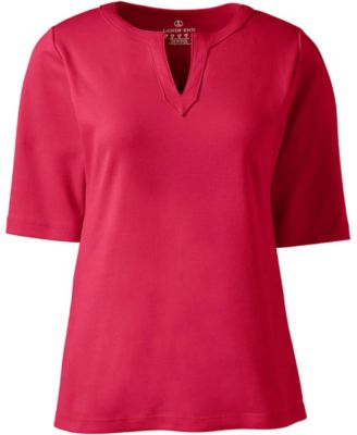 Women's Cotton Polyester Modern Half Sleeve Splitneck