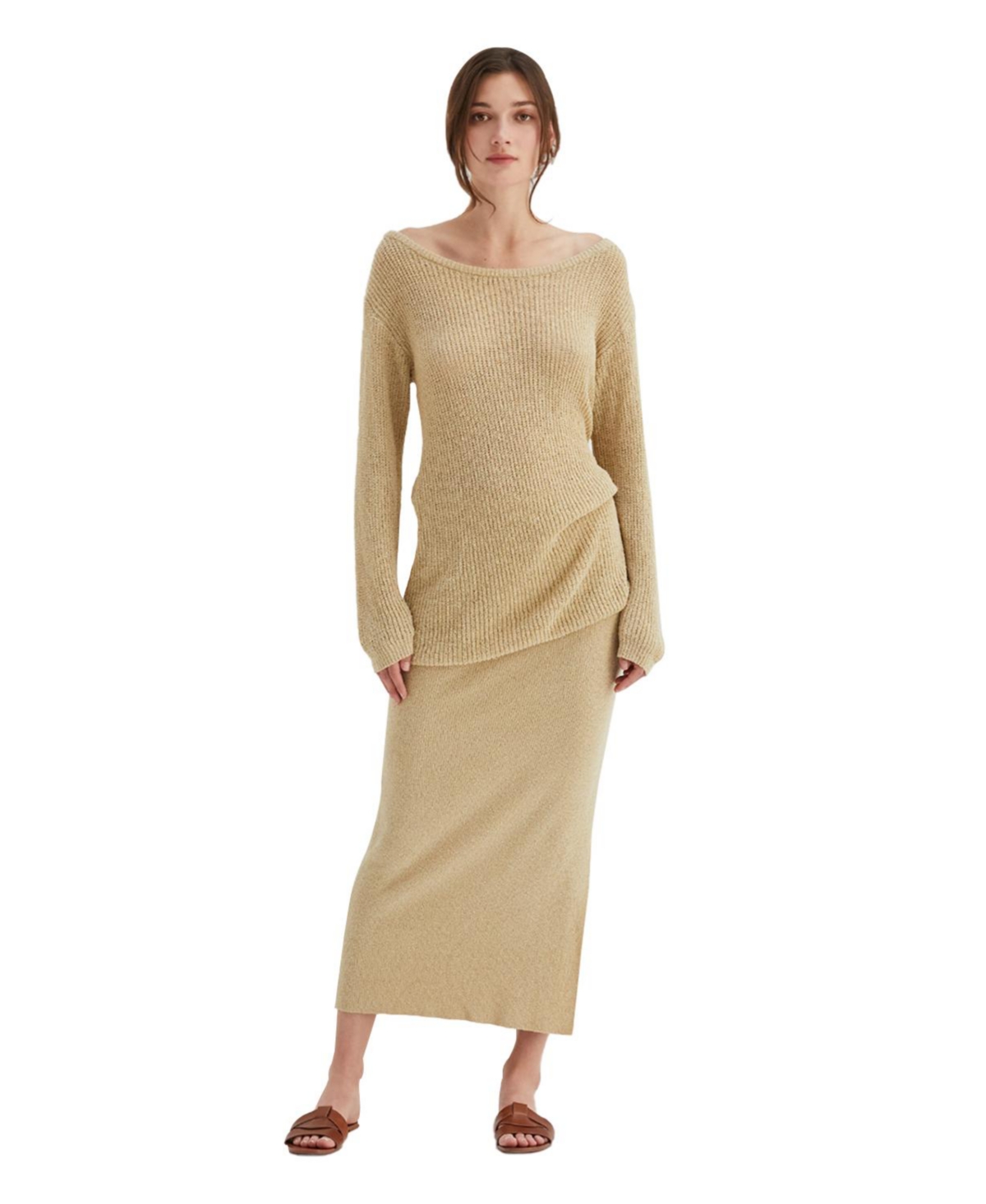 Women's Ceci Two-piece Sweater Knit Set - Open beige + custard