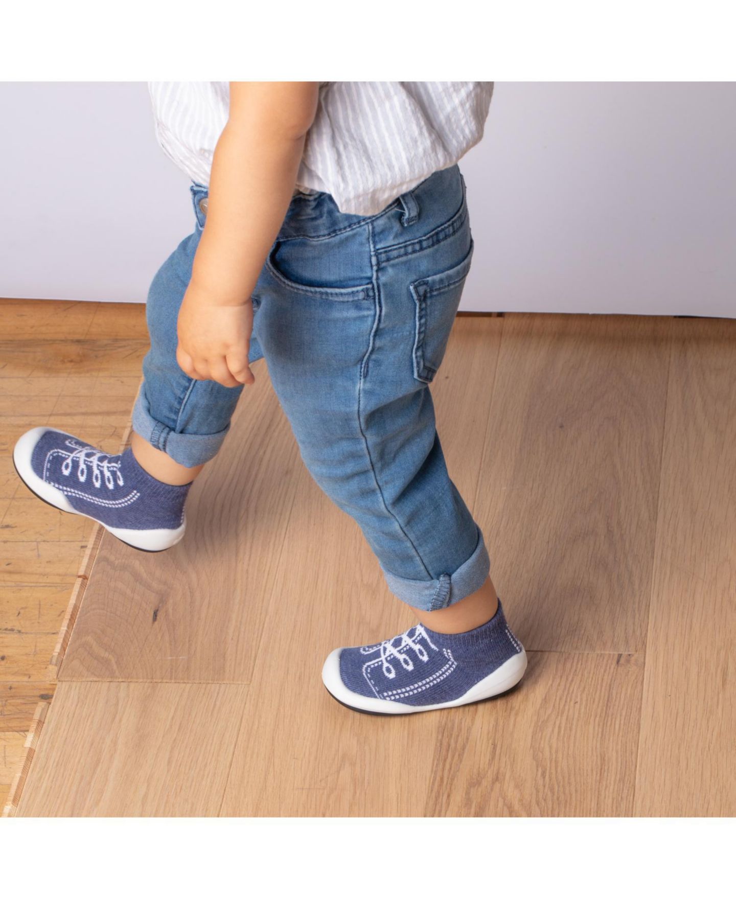 Детские кроссовки Komuello Infant Girl Boy First Walk Sock Shoes Sneakers - Denim Blue, цвет: Синий — фото 5