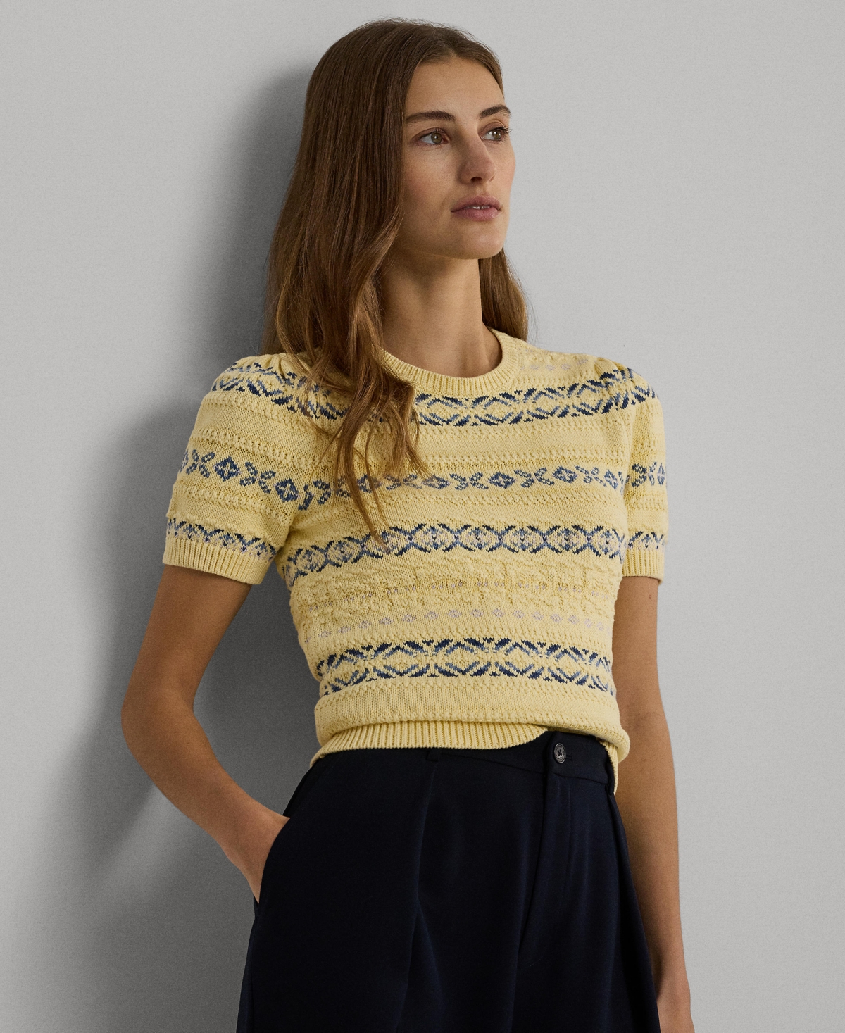 Shop Lauren Ralph Lauren Women's Fair Isle Puff-sleeve Sweater, Regular & Petite In Multi