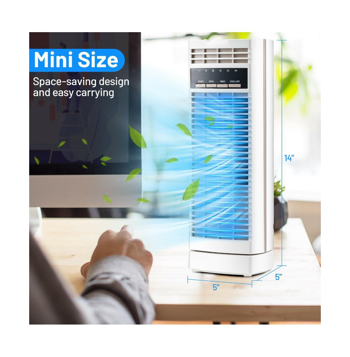 Slickblue Inch Mini Oscillating Tower Fan Electric Desk Fan with 3 Speed and Timer