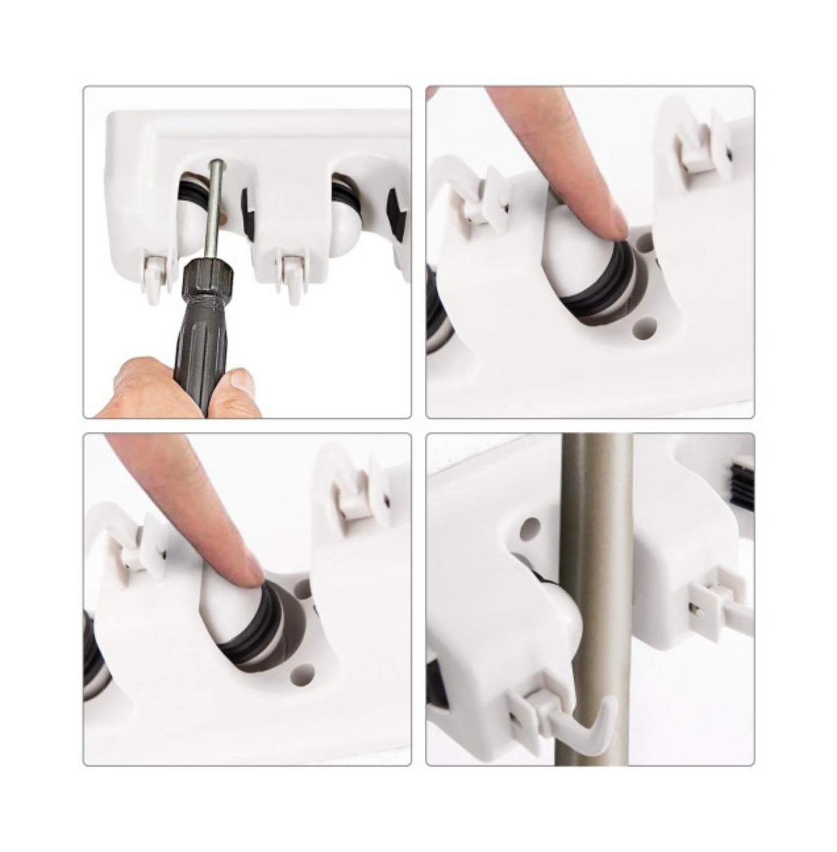 Slickblue Wall-mounted Mop Holder Hanger with 5 Positions