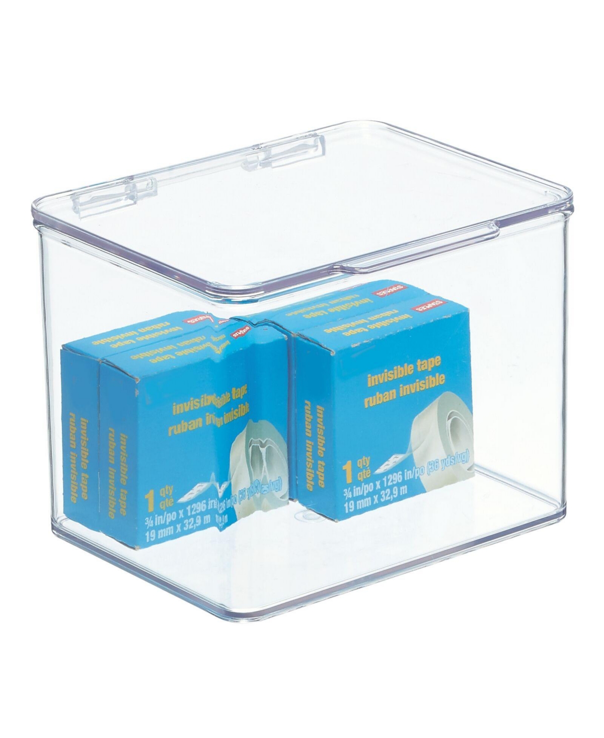 Plastic Home Office Storage Organizer Box with Hinged Lid - 5.5 x 6.6 x 5 - Clear