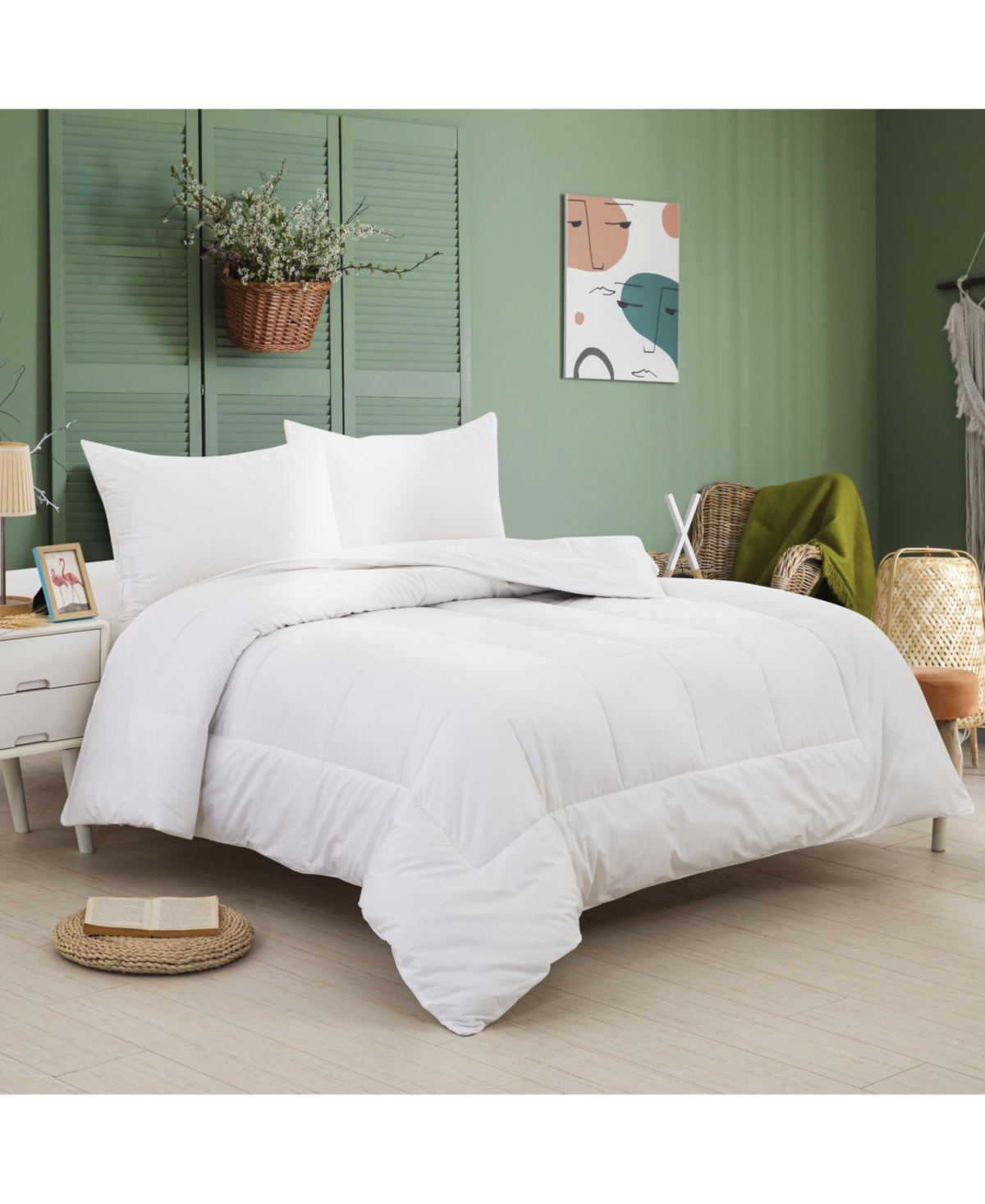 Circles Home 100% Premium Cotton Comforter - Soft and Breathable Comforter with Square Shape Quilting Design - Woven with 200 Thread Count - Size
