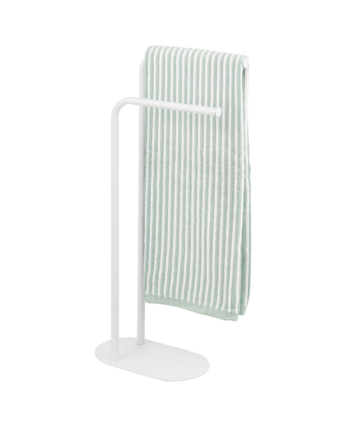 Tall Stainless Freestanding 2-Tier Towel Rack Holder Stand - Matte white