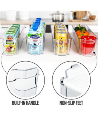 4 Pack Clear Refrigerator Organizer Bins - Narrow Fridge Organizers and Storage Clear