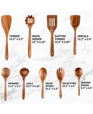 9-Piece Teak Wooden Utensils for Cooking with Premium Gift Box