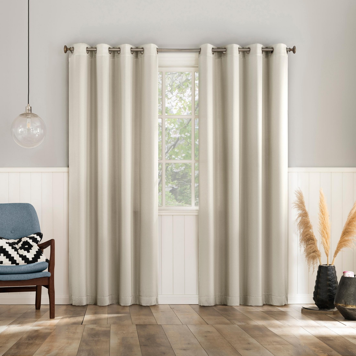 Brandon Magnetic Closure Room Darkening Grommet Curtain Panel Pair