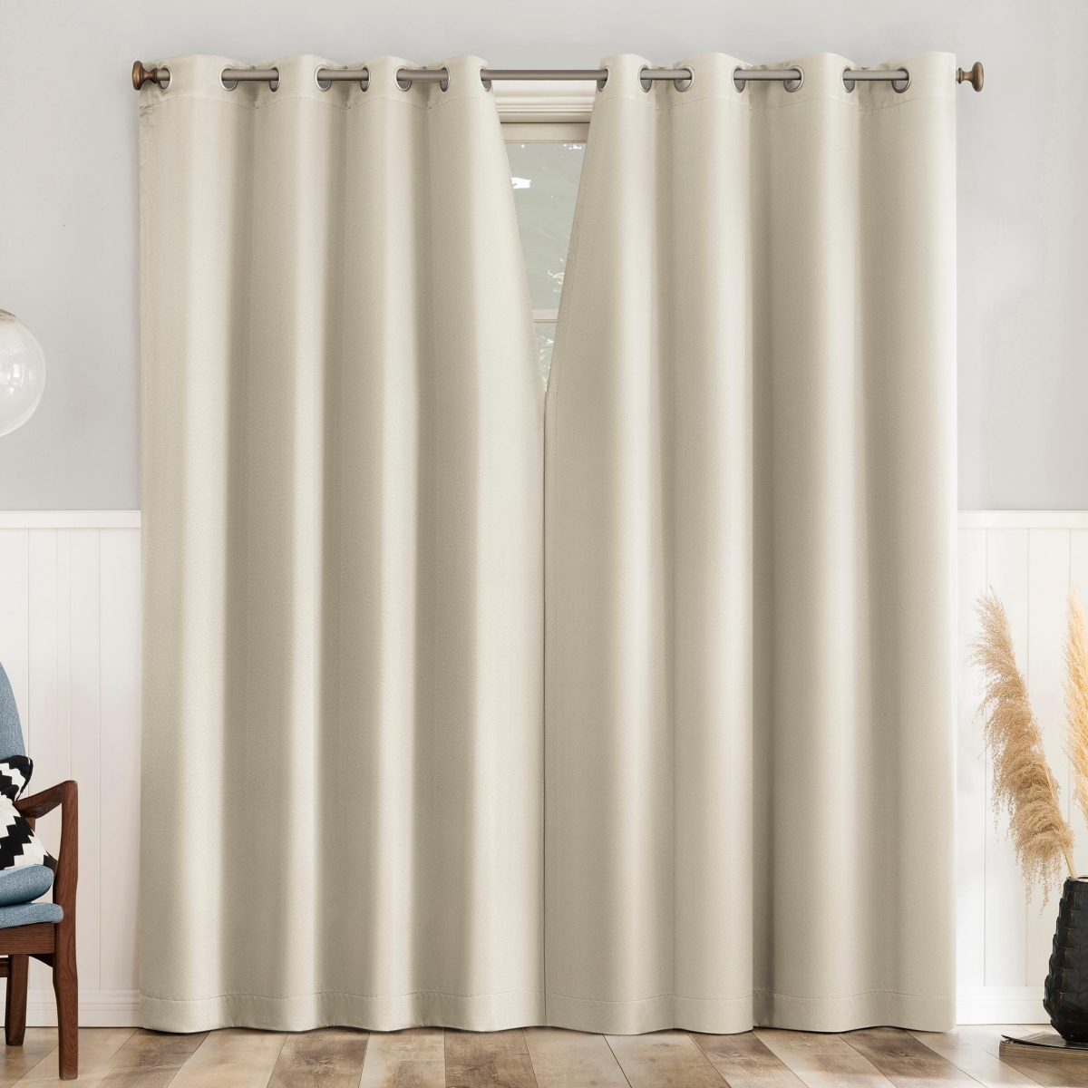 Brandon Magnetic Closure Room Darkening Grommet Curtain Panel Pair