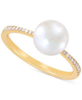 Honora - Cultured Freshwater Pearl (8mm) & Diamond (1/10 ct. t.w.) Ring in 10k Gold