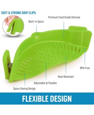 Silicone Pot Strainer - Adjustable Snap On Strainer For Most Pots & Pans