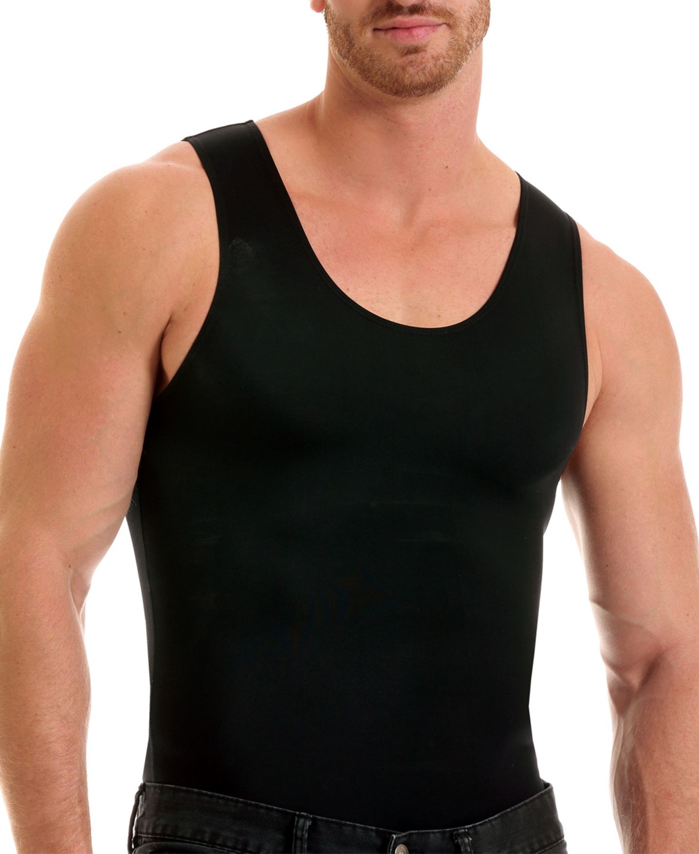 Мужской топ Instaslim Power Mesh Compression Muscle Tank Top, цвет: Чёрный — фото 1