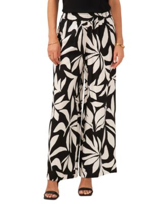 Vince Camuto - Women's Printed Smocked-Waist Pull-On Pants