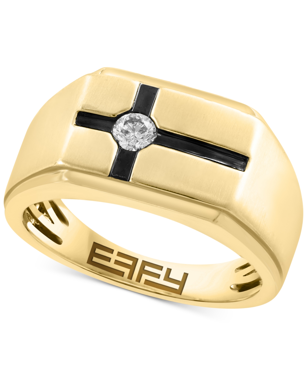Effy Collection Effy Men's Diamond East-west Cross Ring (1/6 Ct. T.w.) In 14k Gold