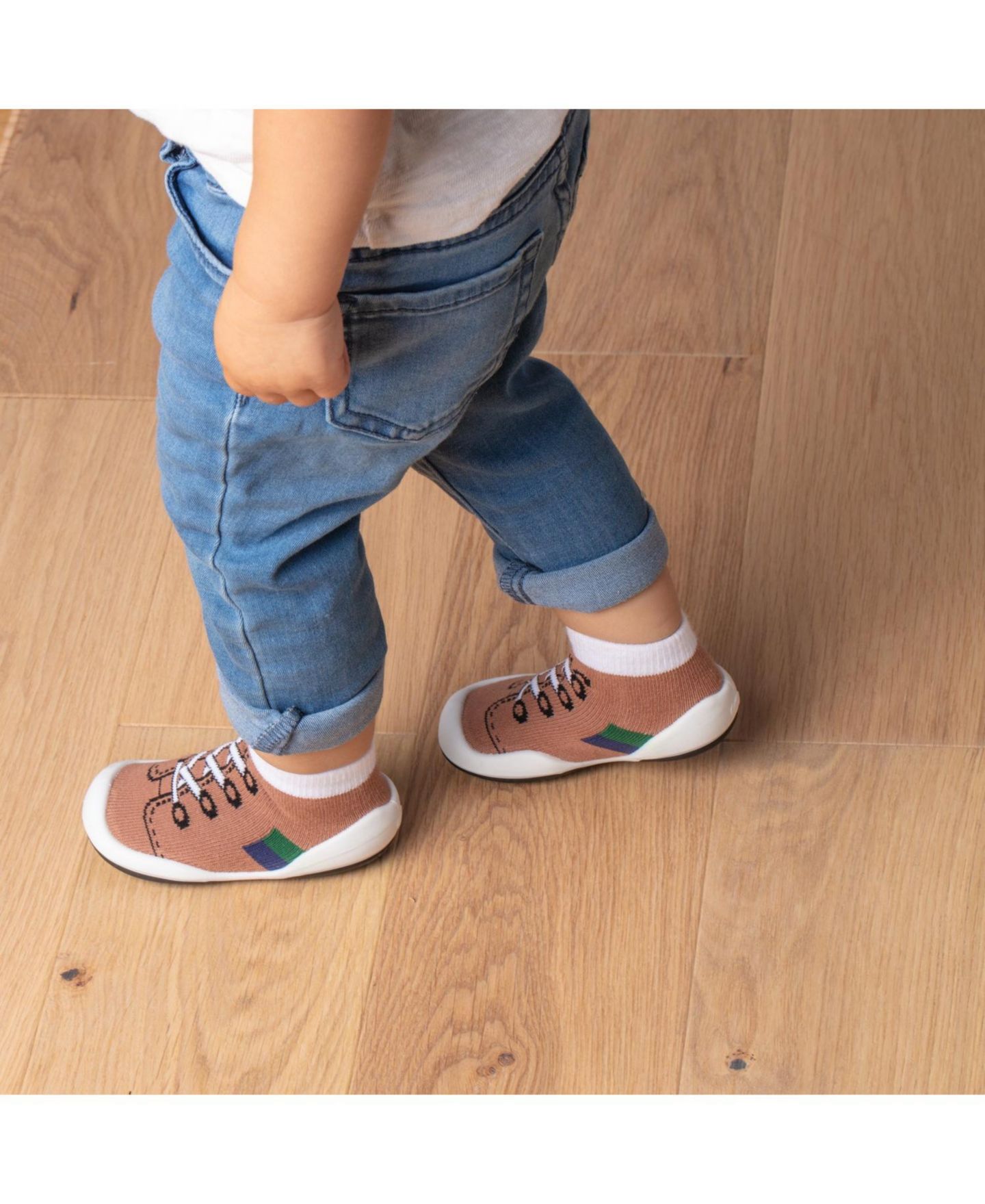 Носки Komuello Infant Girl Boy First Walk Sock Shoes Runner - Brown, цвет: Коричневый — фото 5