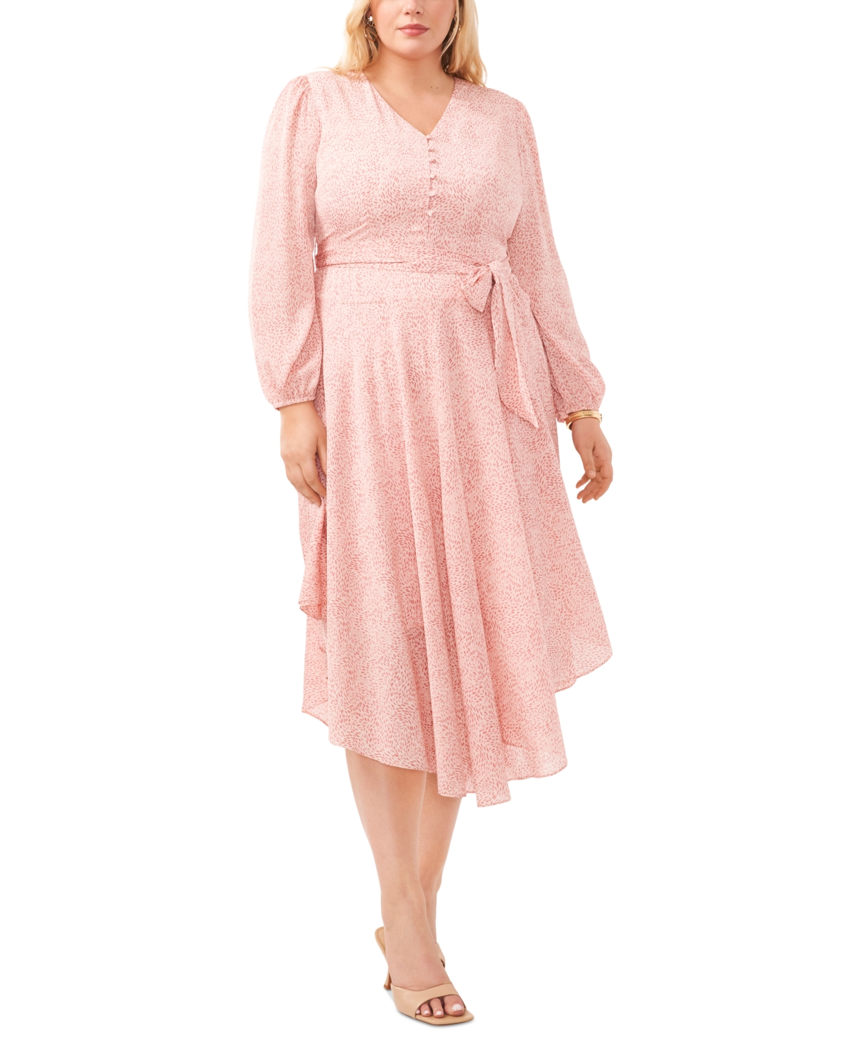 Plus Size Tiered Tie-Waist Maxi Dress - Pink Orchid