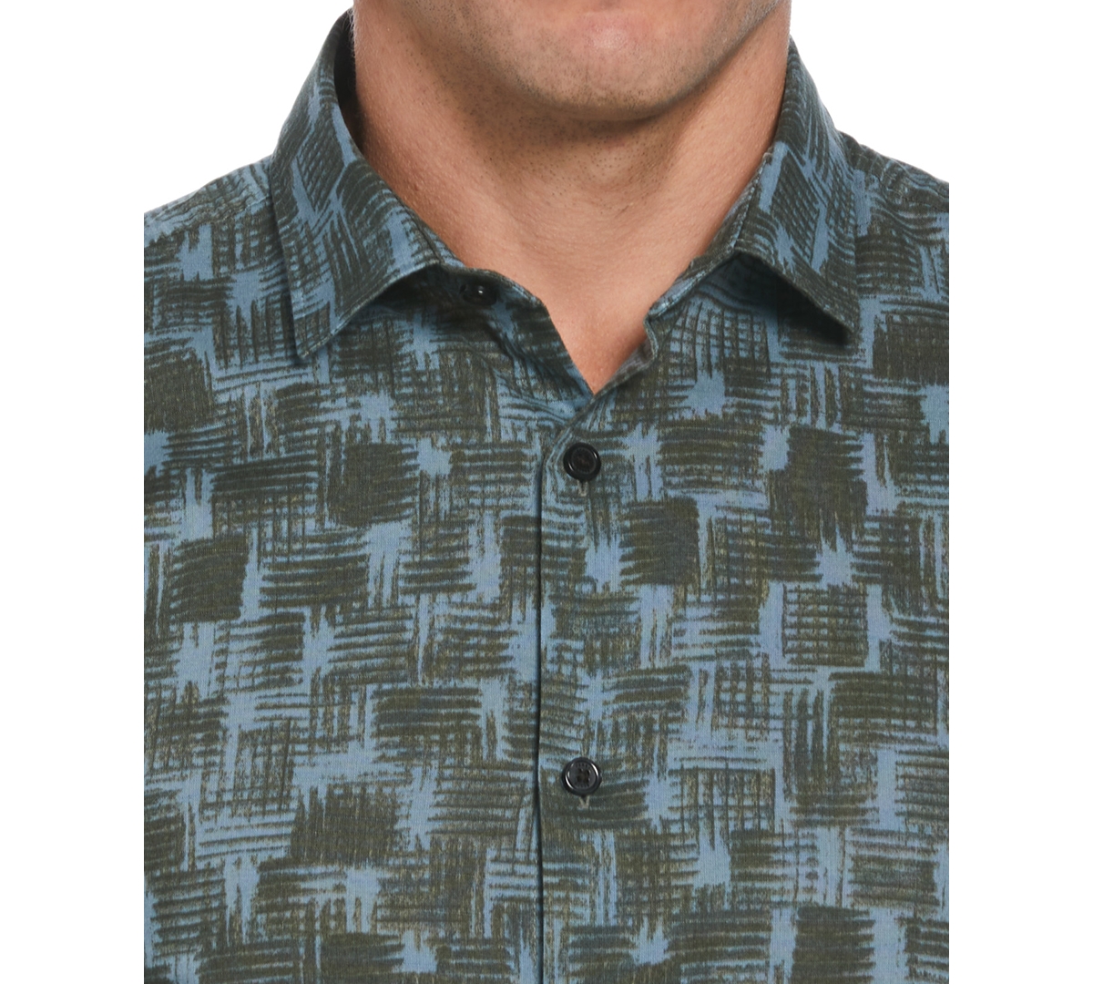 Shop Perry Ellis Men's Rolled Sleeve Button-front Geo Print Shirt In Cilantro