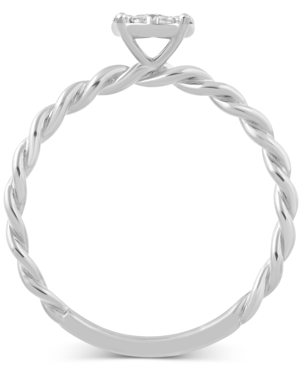 Diamond Mini Cluster Braided Shank Promise Ring (1/6 ct. t.w.) or Gold-Plated Sterling Silver - Sterling Silver