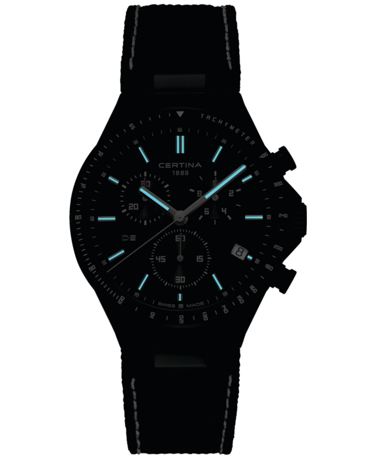 Shop Certina Men's Swiss Chronograph Ds-7 Black Synthetic Strap Watch 41mm In No Color